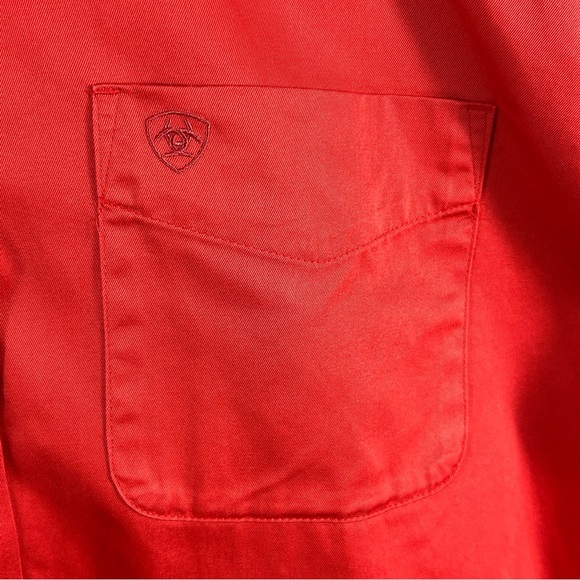 ARIAT Western Workwear Button Down Long Sleeve Shirt Orange; Men’s Size Large - Picture 7 of 16
